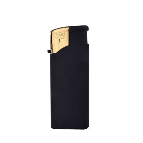 Mini Briquet Caoutchouc Noir et Or - Prof