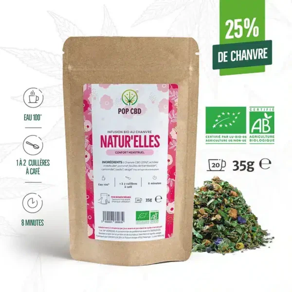 Achat-Infusion-CBD-Bio-Natur'elle-confort-menstruel-Boost-35g-Pop-CBD