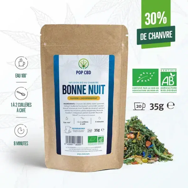 Grossiste-Infusion-CBD-Bio-Bonne-nuit-35g-Pop-CBD